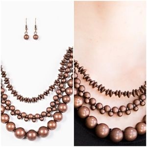 BEADED BEAUTY COPPER NECKLACE/EARRING SET
